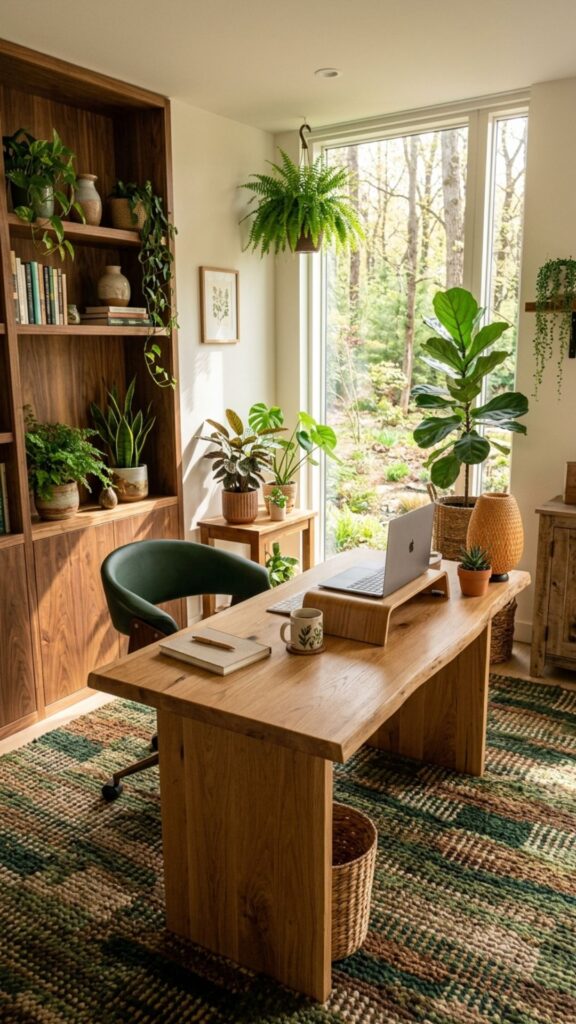 15. Create a Nature-Inspired Office With Earthy Carpet Colors