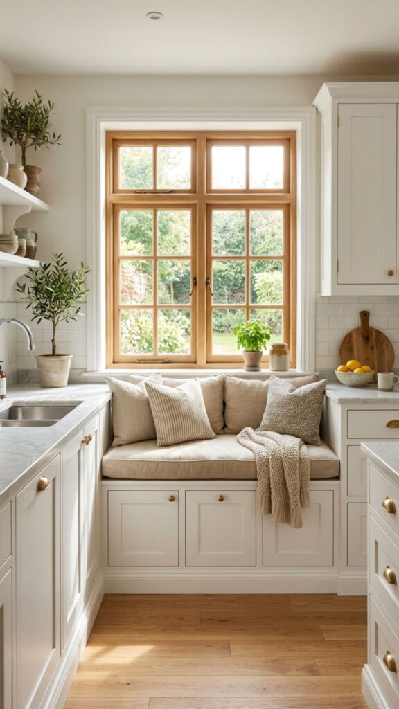 15. Create a Window Seat With Storage Cabinets
