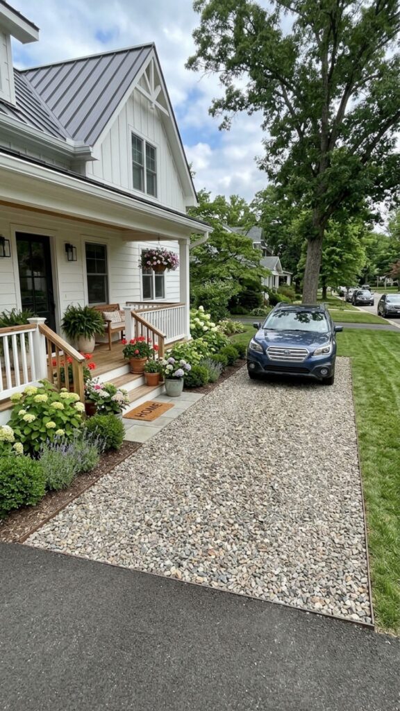 15. Define a Gravel Parking Strip Beside the Porch