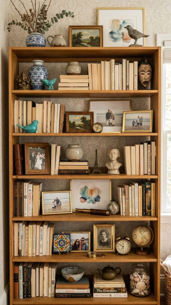 15. Display Books Alongside Personal Collections