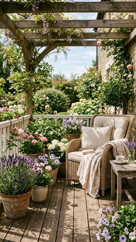 15. Fragrant Flower Pots Near Seating