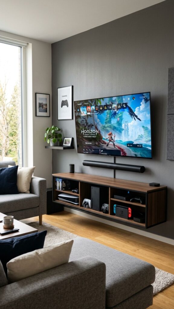 15. Install a Wall-Mounted TV for Console Gaming