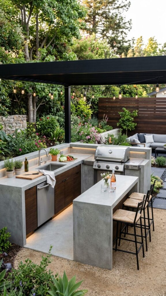 15. L-Shaped Concrete Kitchen Layouts
