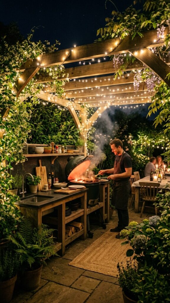 15. Pergola with String Lights — Cook After Dark