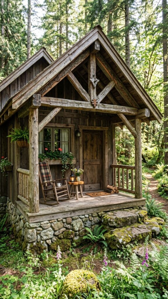 15. Rustic Log or Reclaimed Wood Gable