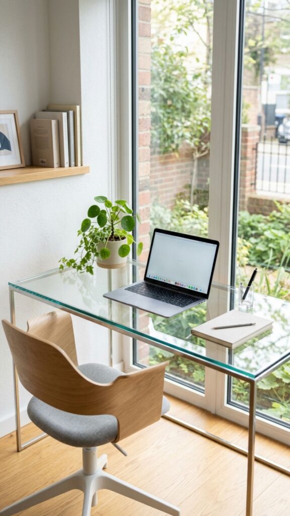 15. Use a Clear Desk or Glass Furniture