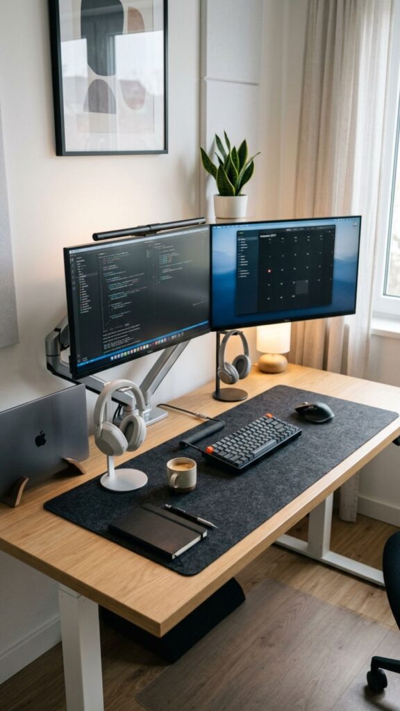 15. Use a Large Desk Mat to Unite the Setup