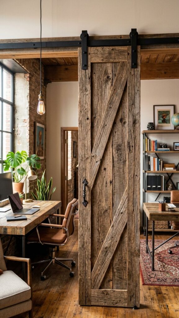 15. Use a Sliding Barn Door with Metal Hardware