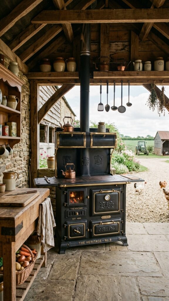 15. Vintage Cast Iron Cooking Range