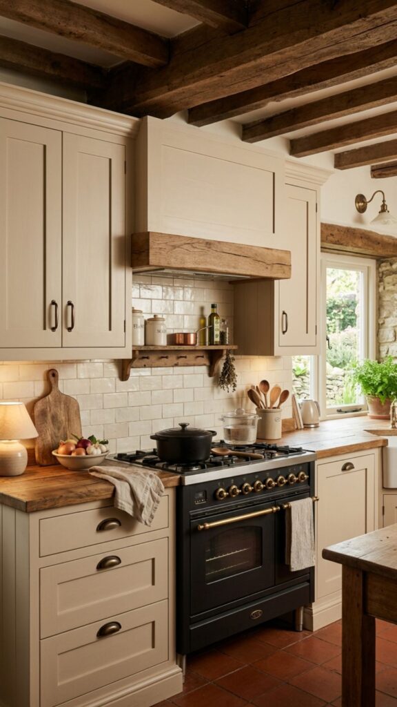 15. Warm Beige Farmhouse Cabinets