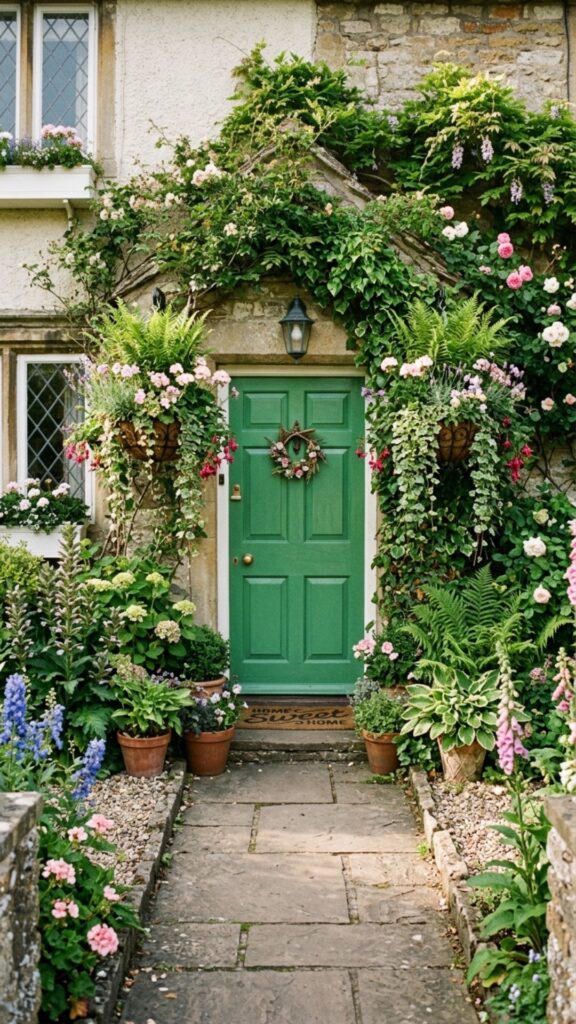 16. Add Layered Greenery With Hanging Baskets