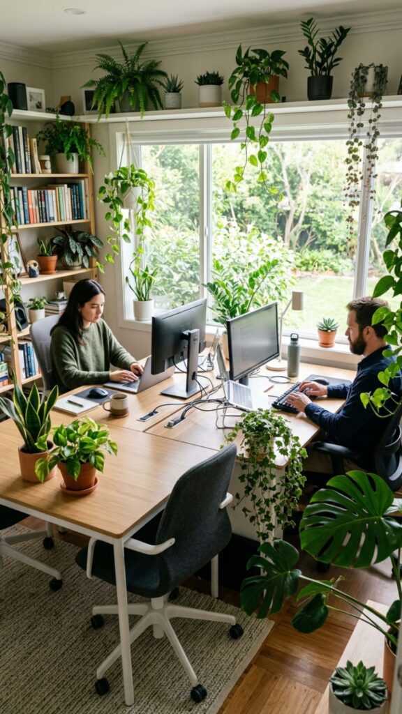 16. Add Plants for a More Comfortable Workspace