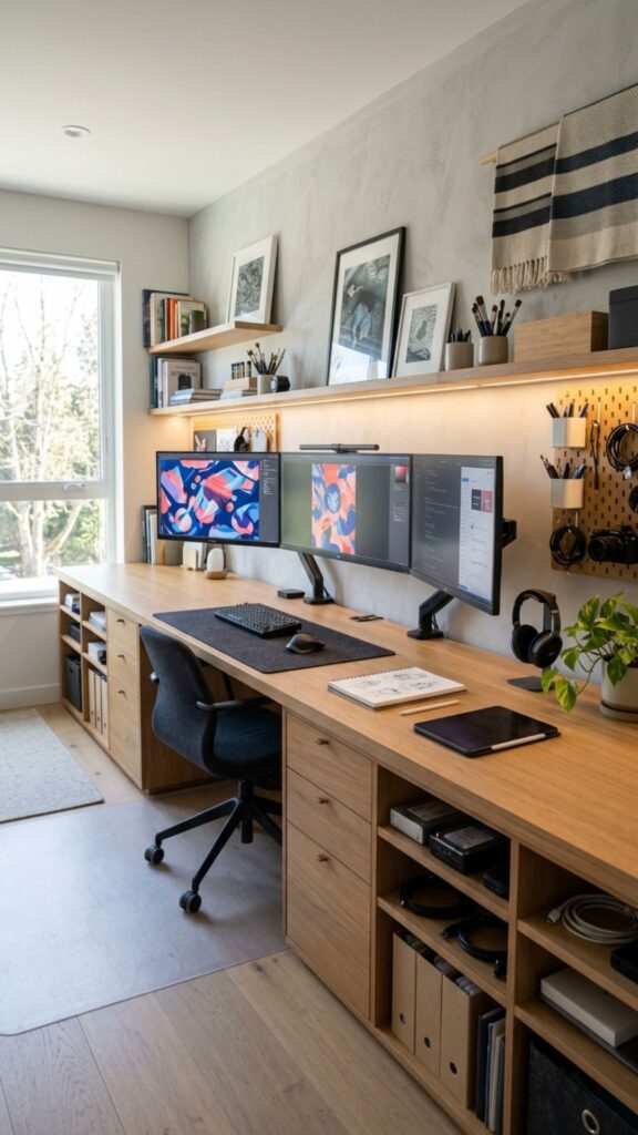 16. Add a Built-In Desk Along a Long Wall