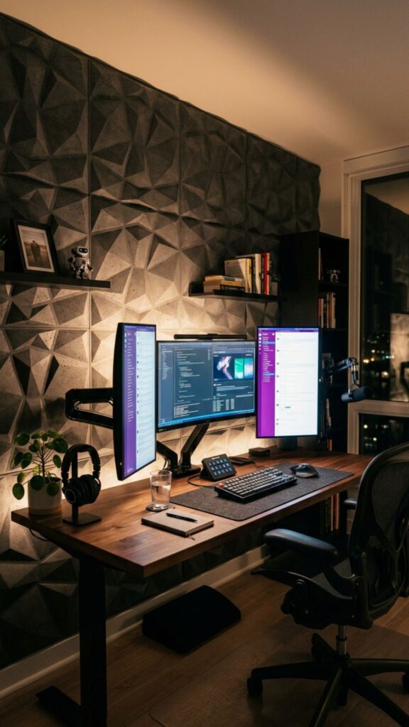 16. Build a Multi-Monitor Setup Against an Accent Wall