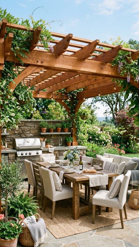 16. Build a Pergola for Shade and Structure