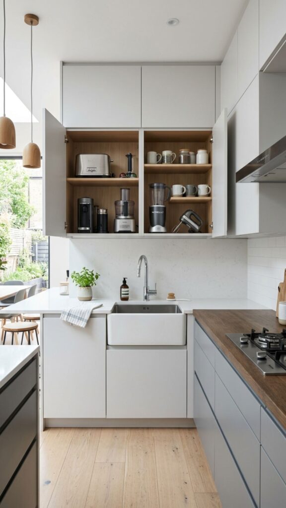 16. Built-In Appliance Storage Cabinets