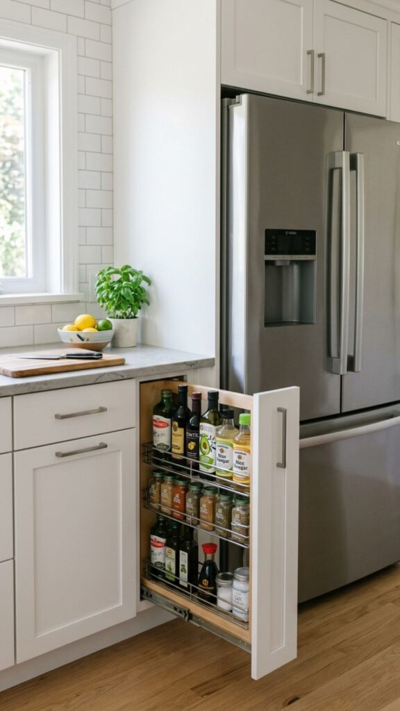 16. Cabinet With Pull-Out Storage Beside Fridge