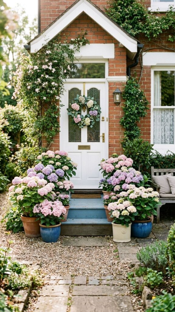 16. Cluster Pastel Mums or Hydrangeas