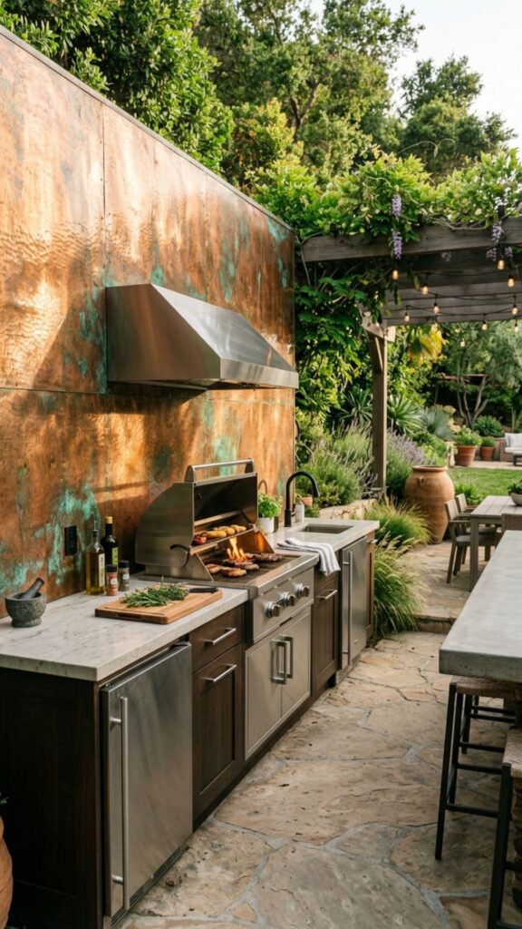 16. Copper Backsplash for a Statement Finish