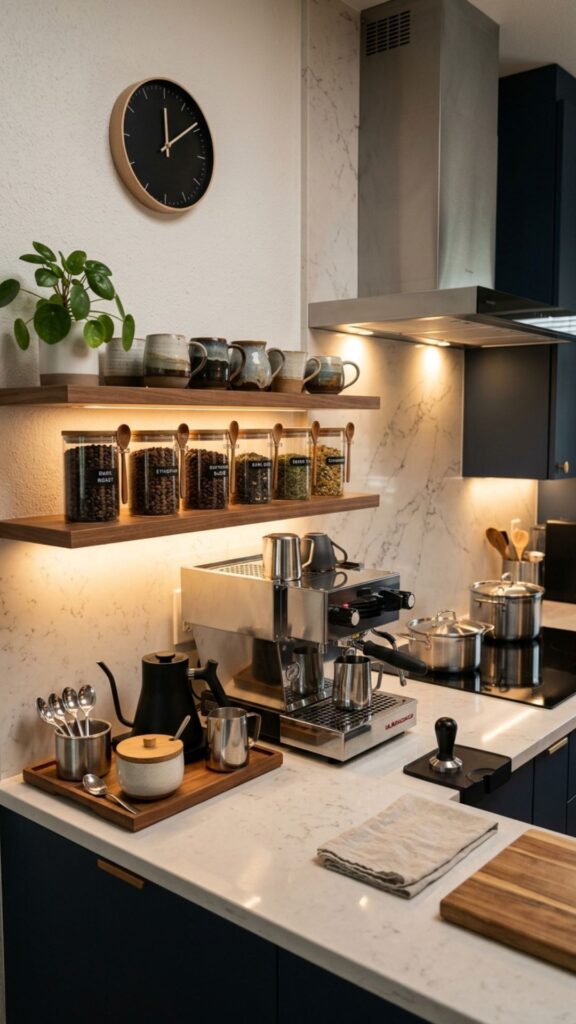 16. Create a Coffee and Beverage Station Near the Stove