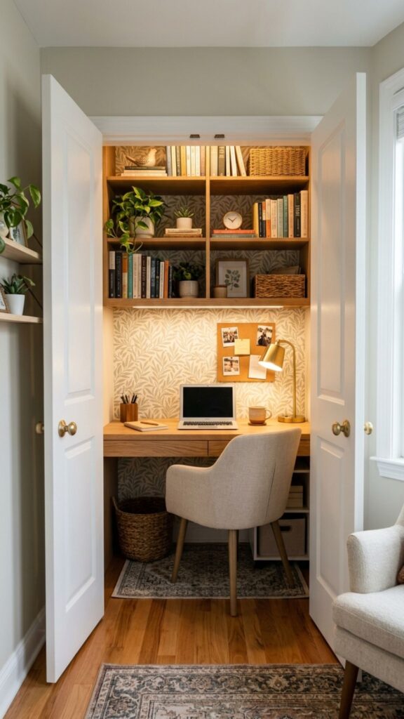 16. Create an Office Inside a Closet