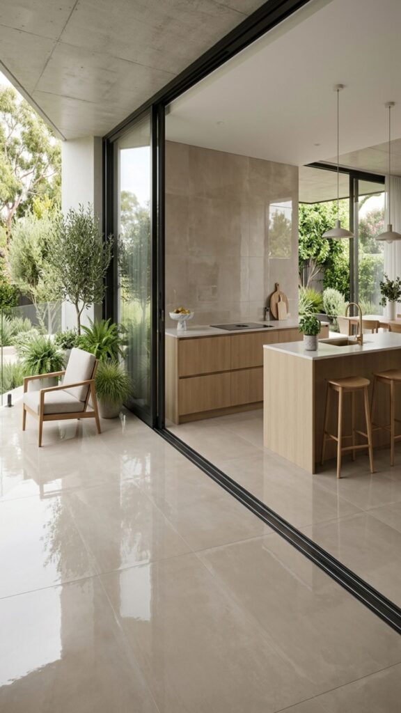 16. Matching Porcelain Tile Floor and Wall