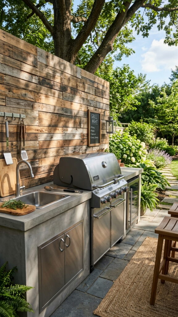16. Pallet Backsplash Feature Wall