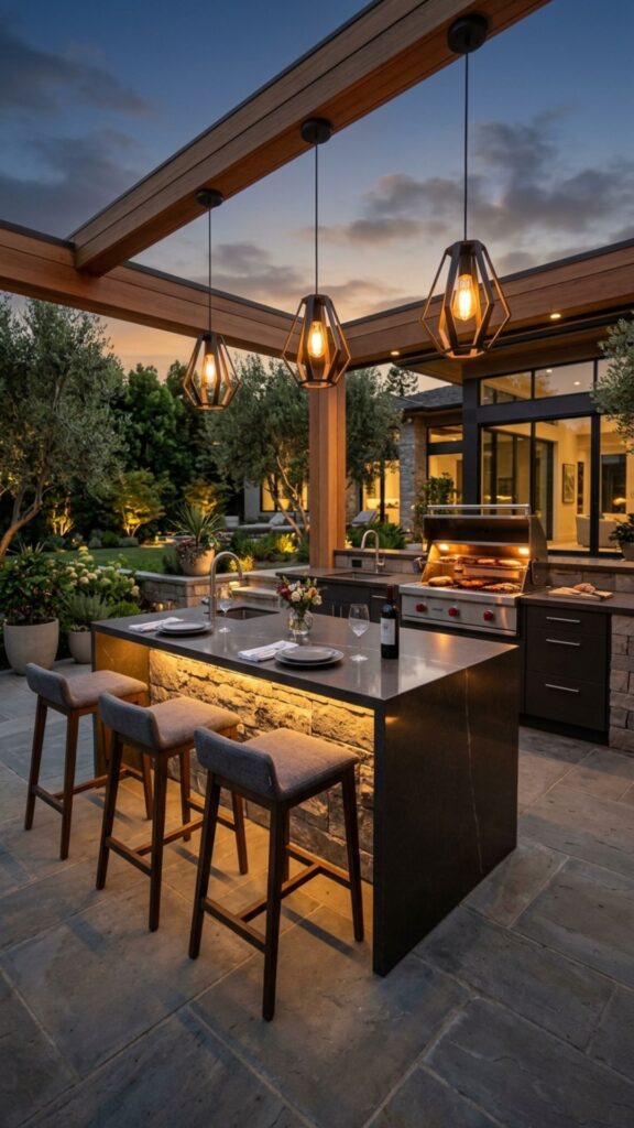 16. Sleek Island With Bar Seating