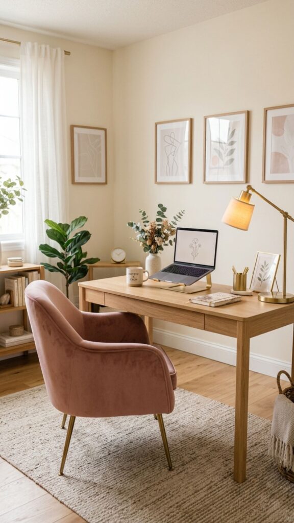 16. Try a Feminine Soft-Tone Office