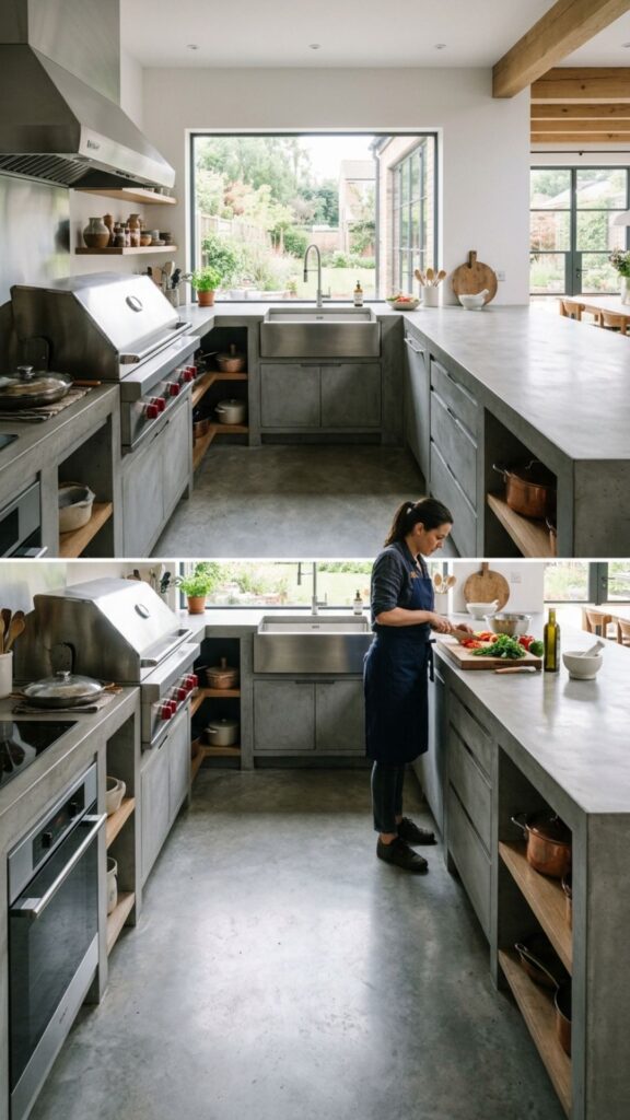 16. U-Shaped Concrete Cooking Zones