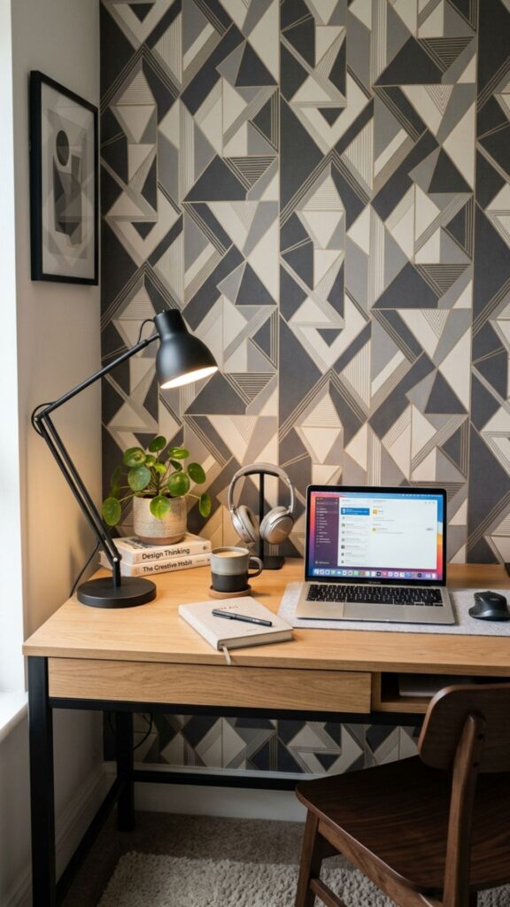16. Use Wallpaper to Highlight the Desk Area