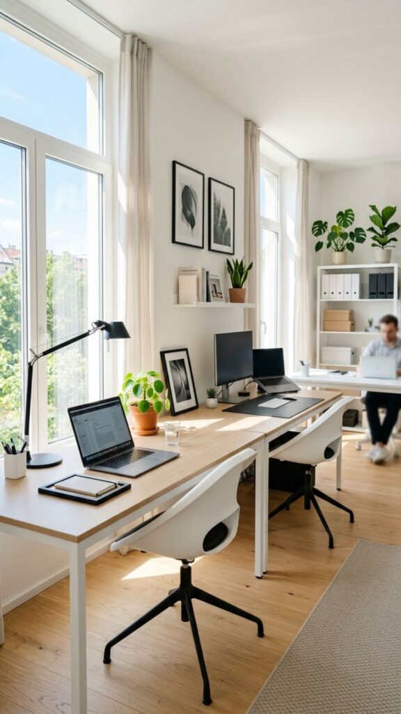 16. Use White Furniture for a Bright Workspace
