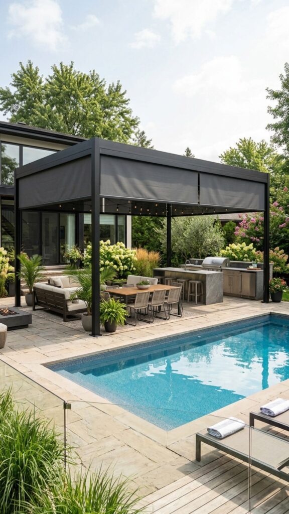 17. Add a Pergola With Retractable Shade