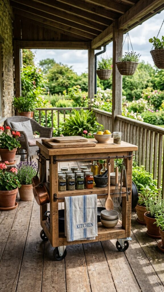 17. Add a Rolling Farmhouse Kitchen Cart