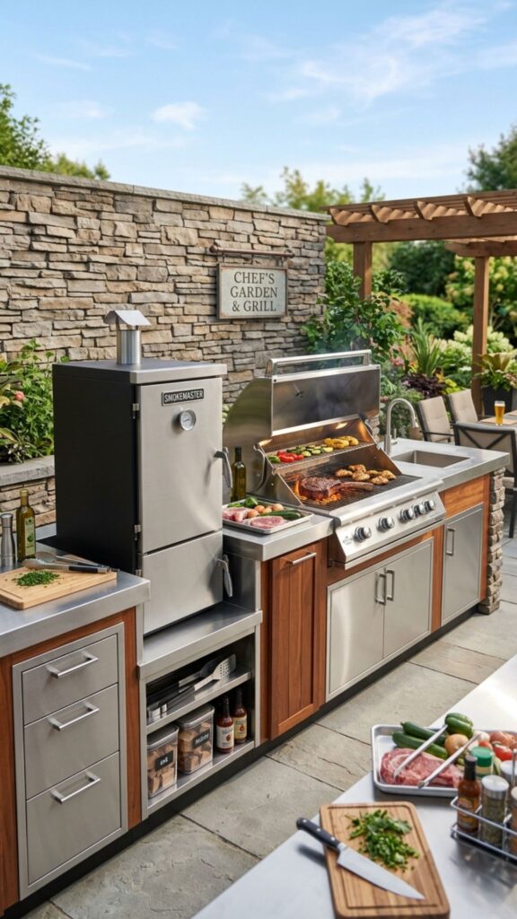 17. Built-In Smoker and Grill Duo