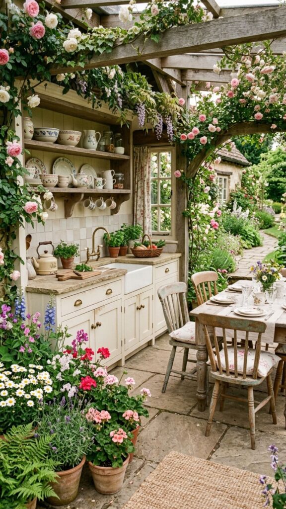 17. Cottagecore Floral Kitchen