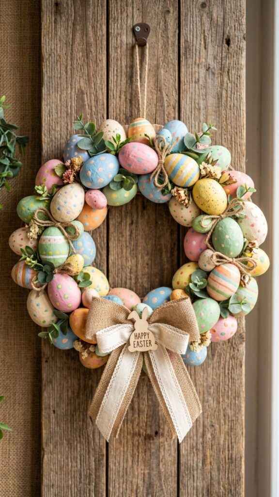 17. Craft a DIY Egg Wreath from Recycled Materials