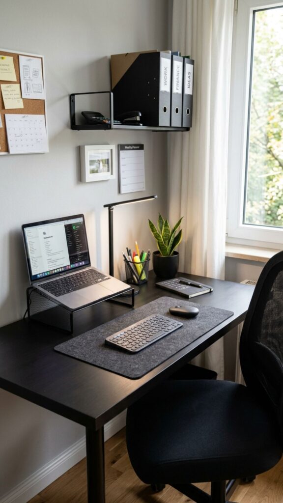 17. Create a Budget-Friendly Black Desk Setup