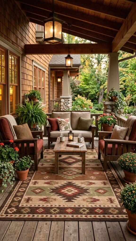 17. Create a Cozy Outdoor Rug Layer