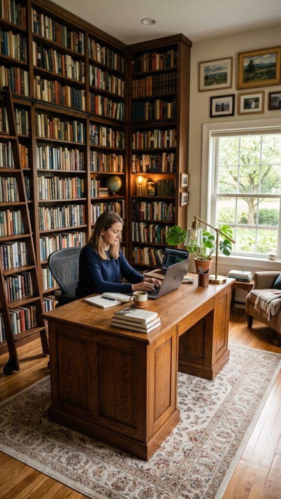 17. Create a Home Library Office Combination