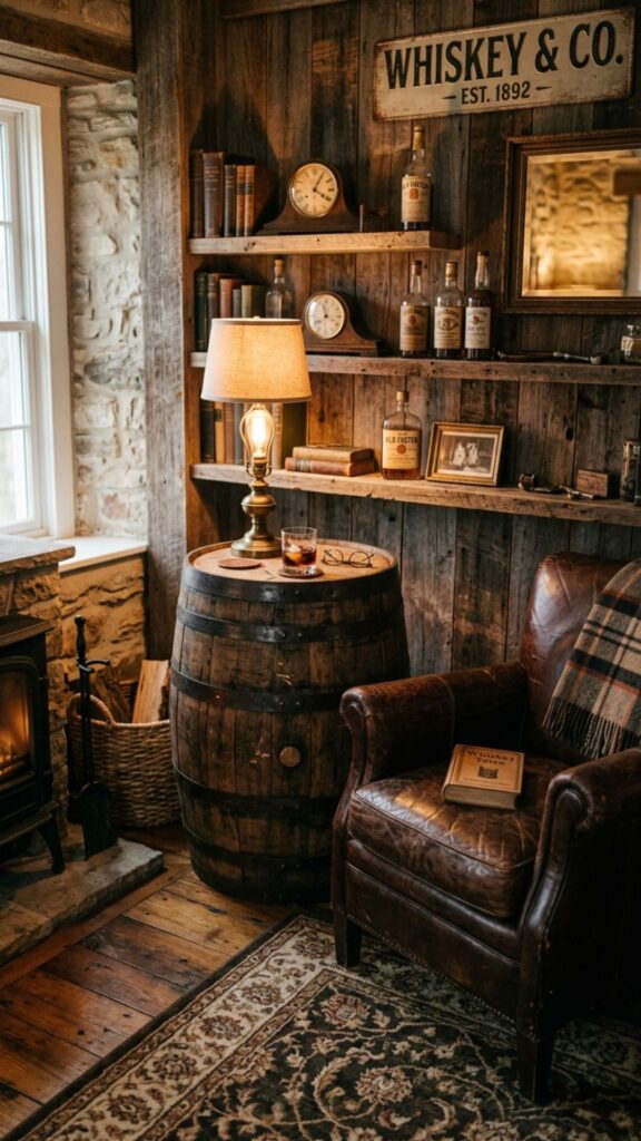 17. Create a Whiskey-Barrel or Rustic Corner