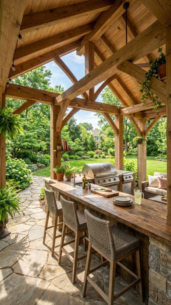 17. Frame the Space With Timber Posts and Open Sides