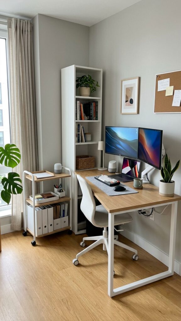 17. Place Storage Behind the Angled Desk