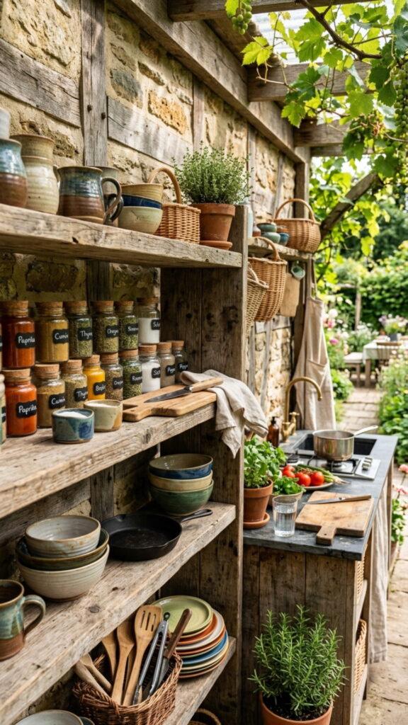 17. Rustic Open Shelving