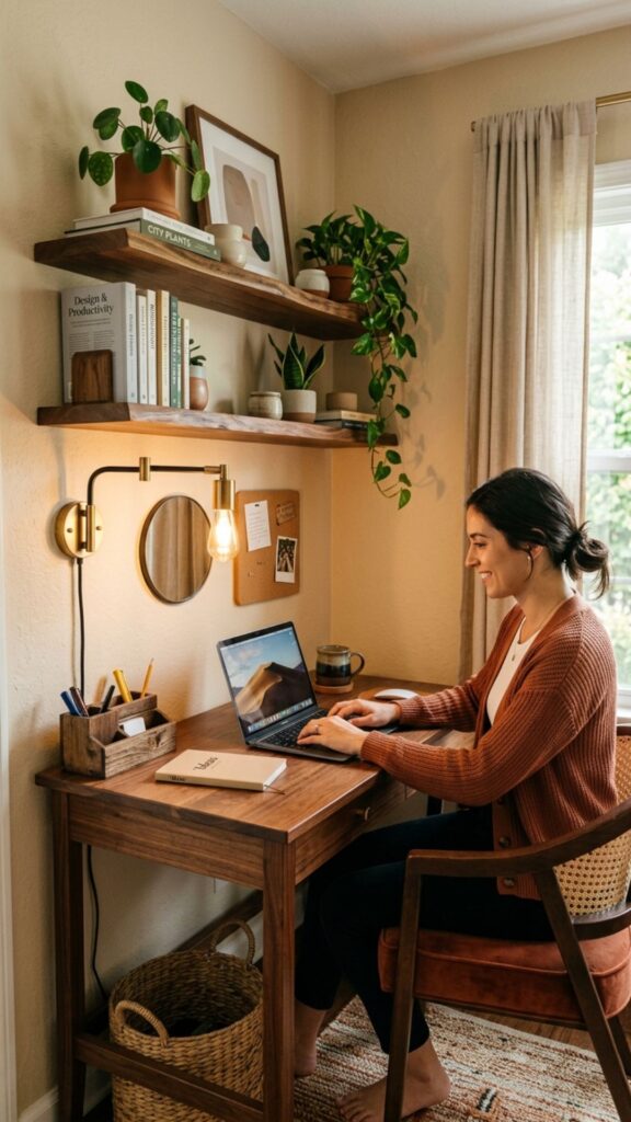 17. Style a Small Brown Office Nook
