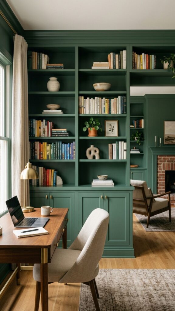 17. Use Green Built-In Shelving