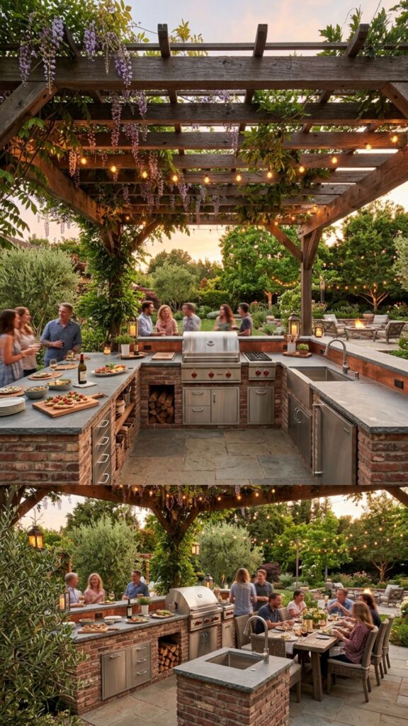 17. Wraparound Brick Kitchen for Big Gatherings