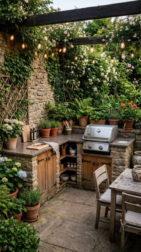 18. A Compact Corner Stone Kitchen
