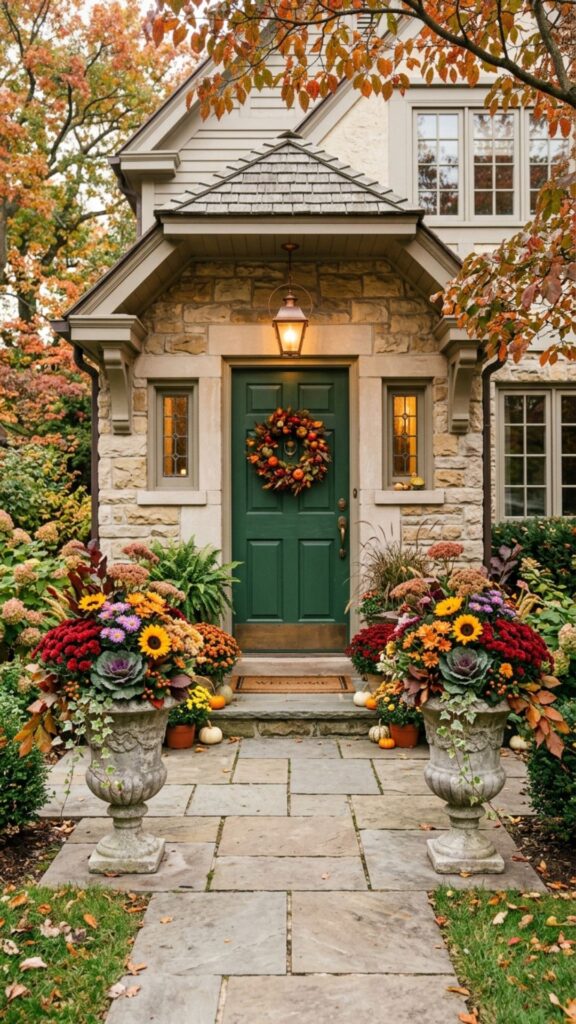18. Add Seasonal Floral Arrangements in Urns