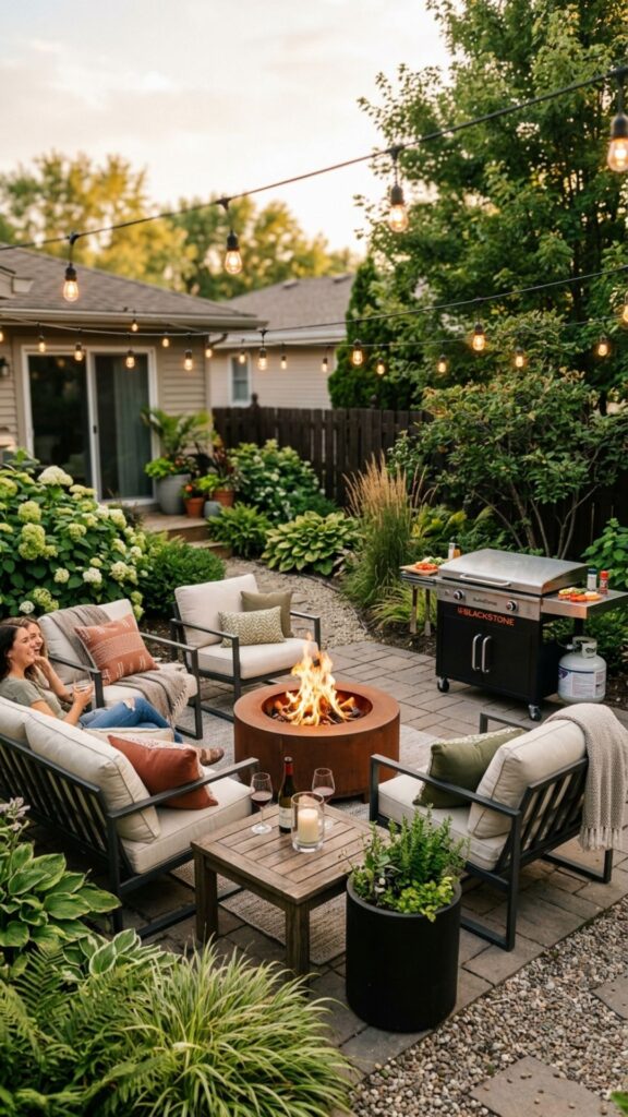 18. Build a Fire Pit Lounge Nearby